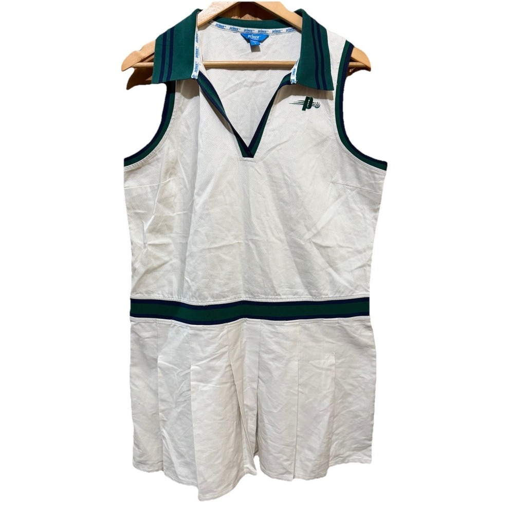 Prince Classic White Pickleball Dress with Green Accents Women's Size Large